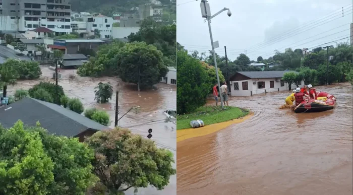 Fortes chuvas Santa Catarina rios