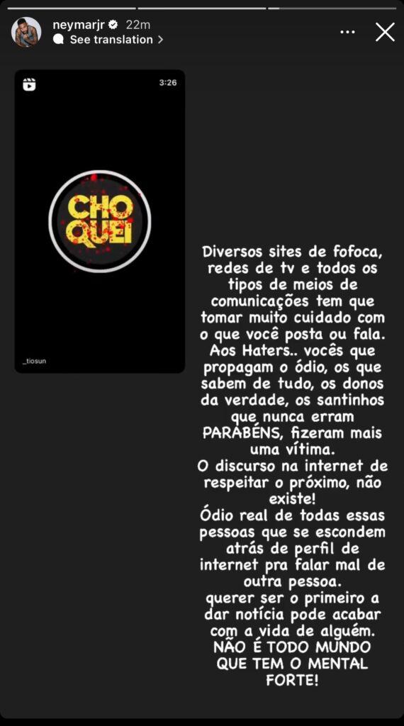Neymar posta foto da 