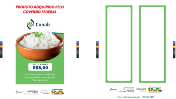 Arroz importado devido desastre no RS terá logotipo do Governo Lula e preço tabelado