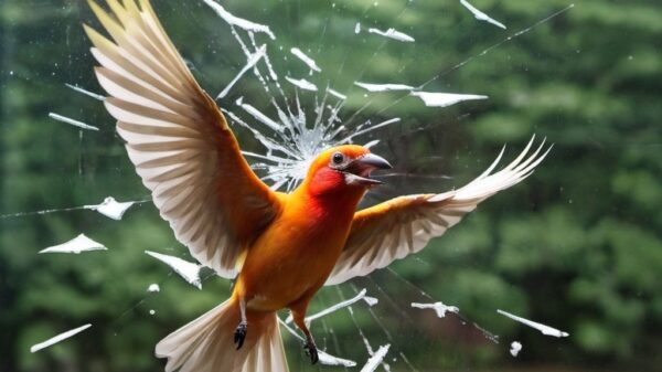 pássaro batendo no vidro