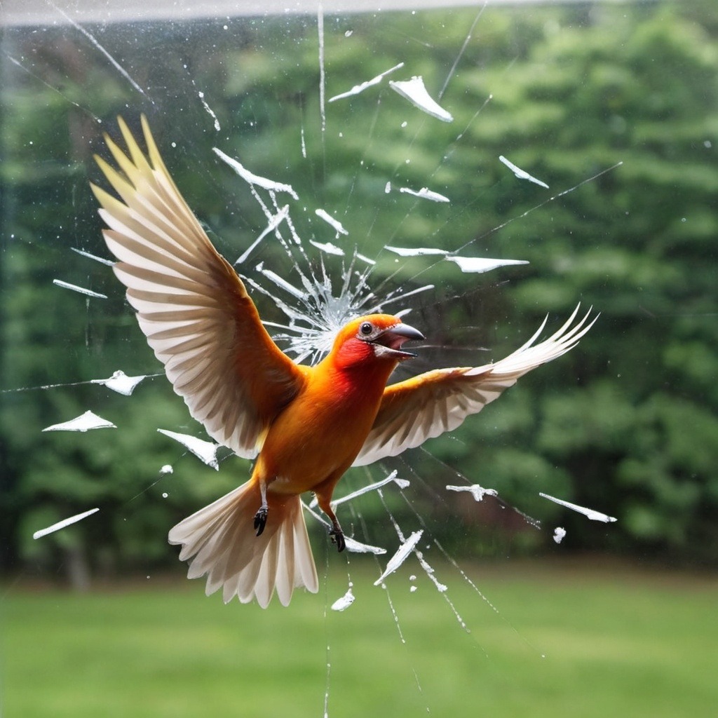 pássaro batendo no vidro