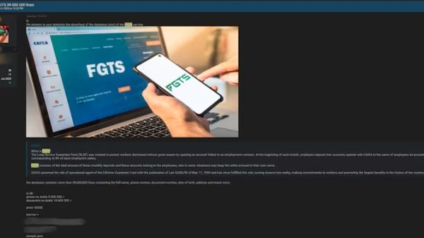 Usuário de fórum internacional anuncia venda de dados do FGTS de 39 milhões de brasileiros