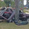 Carro desgovernado bate em árvore em frente à sede do Flamengo; 2 homens morreram