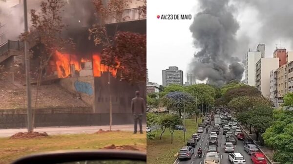 SP: Avenida 23 de Maio é interditada após incêndio em viaduto