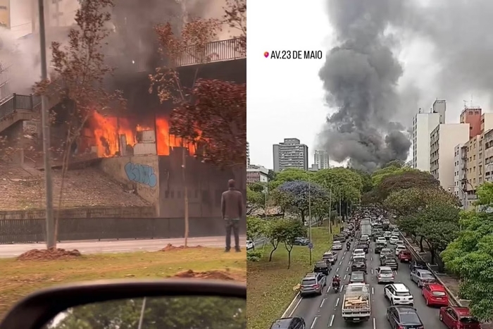 SP: Avenida 23 de Maio é interditada após incêndio em viaduto