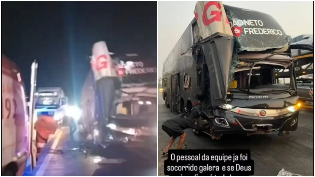 Acidente com ônibus da dupla João Neto & Frederico deixa 4 feridos