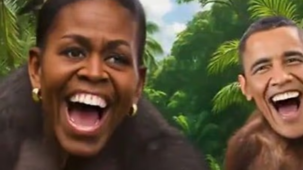 Barack e Michelle Obama como macacos