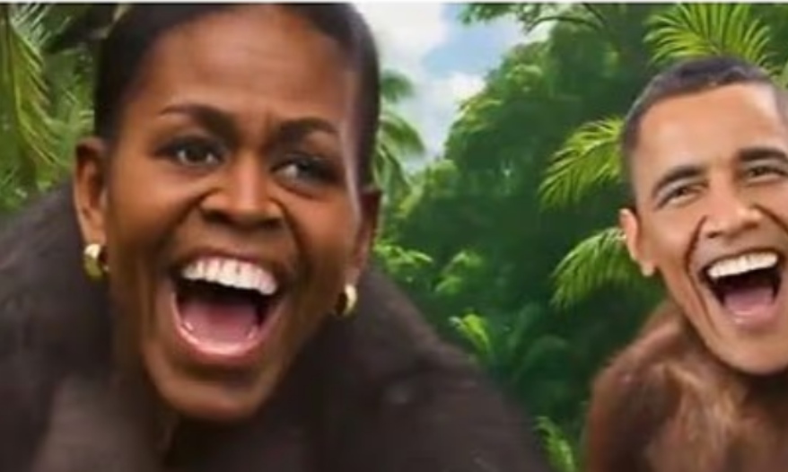 Barack e Michelle Obama como macacos