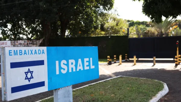 Entrada da embaixada de Israel.