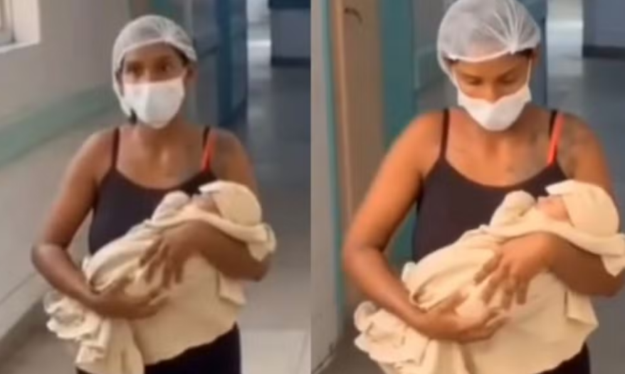 Contra 99% de chance de morte: Mãe celebra alta de bebê e deixa hospital de joelhos em Maceió