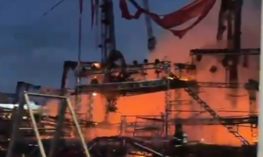 Vídeo mostra momento em que bombeiros combatem incêndio no Circo do Tirullipa