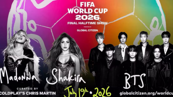 Shakira, Madonna e BTS farão show no intervalo da final da Copa do Mundo 2026
