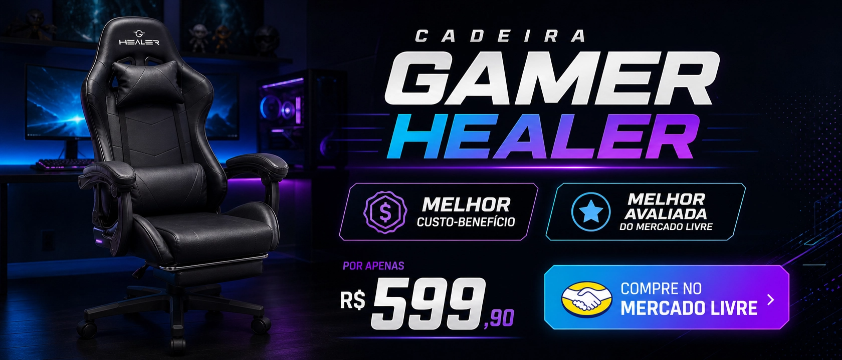 Cadeira Gamer Healer - Melhor Custo Benefício no Mercado Livre