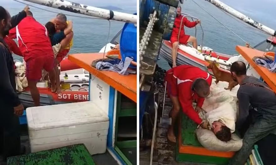 Vídeo mostra mulher sendo resgatada viva após dois dias agarrada à moto aquática em Ilhabela